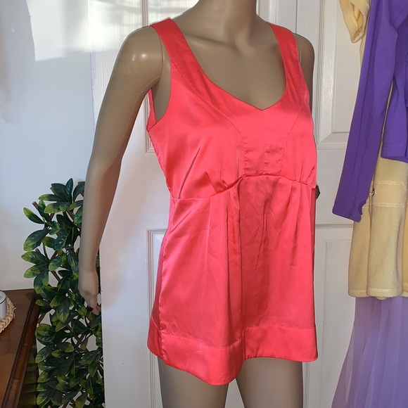 Neon Orange scoop sleeveless babydoll tunic tank top M - Picture 9 of 11